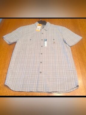 Carhartt Gray- Men's Rugged Flex Relaxed Fit Button Down Plaid Shirt (Med) NWT